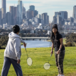 Two people playing badminton in Melbourne's west