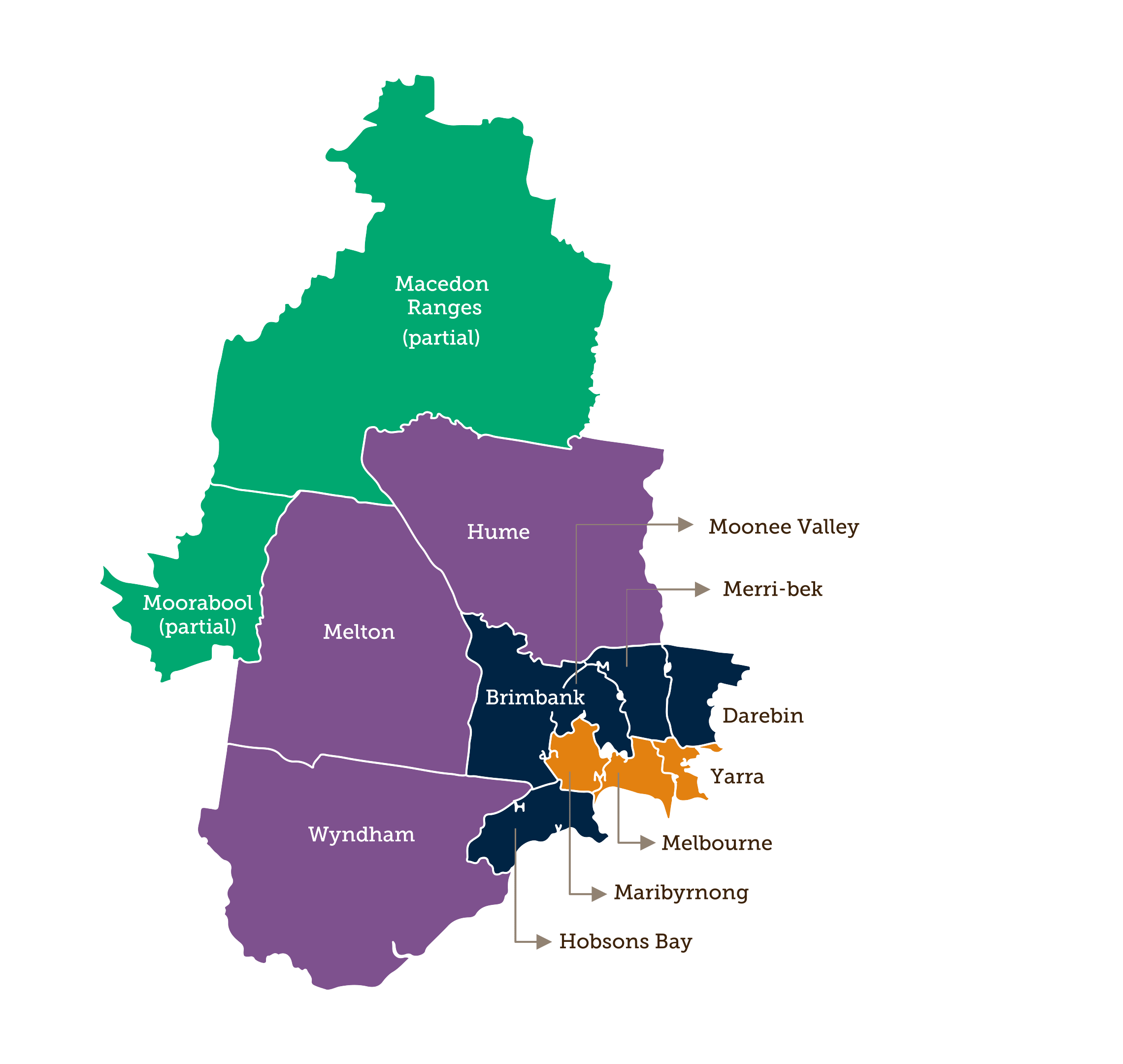 Local government areas in our region.